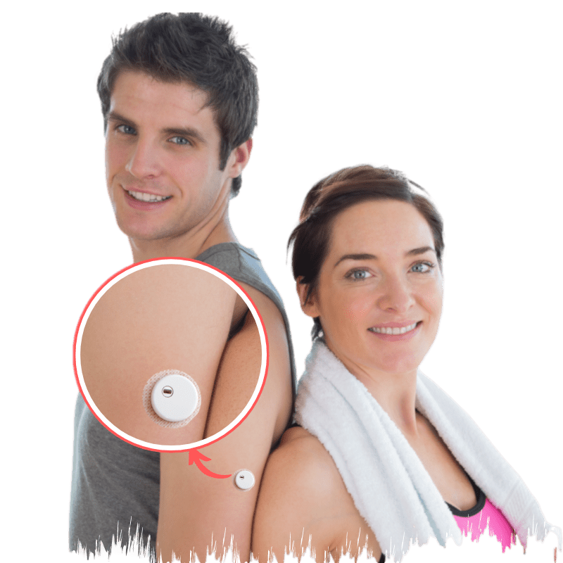 Person comfortably wearing the discreet Linx CGM glucose monitoring sensor on their arm